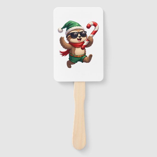 Éventail Christmas Sloth Elf Peppermint Candy Cane Shirt Gi (Devant)