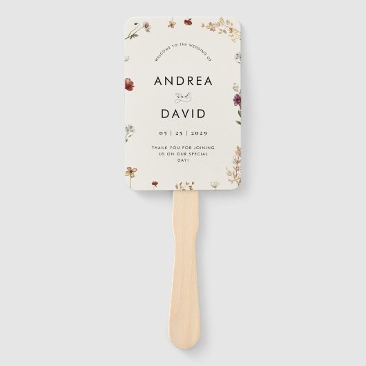 Éventail Chronologie du Mariage de script Fleur sauvage ivo (Devant)