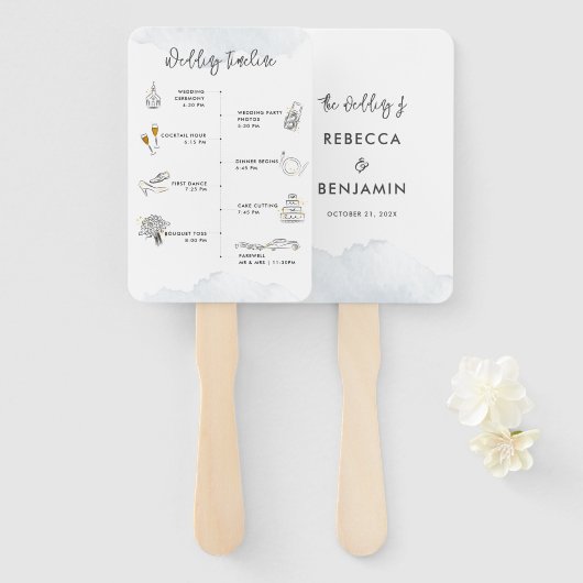 Éventail Chronologie et bienvenue du Mariage de script élég (Devant et derrière)