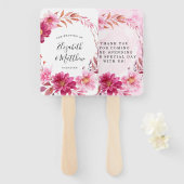 Éventail Chrysanthème rose chaud Mariage (Devant et derrière)