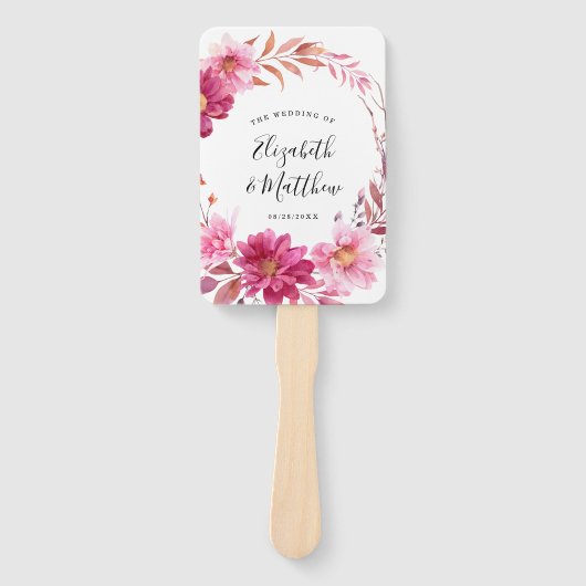 Éventail Chrysanthème rose chaud Mariage (Devant)