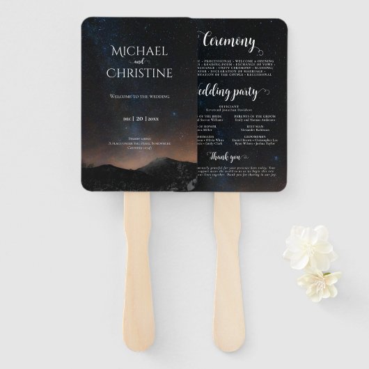 Éventail Ciel nocturne mariage sous les étoiles (Devant et derrière)