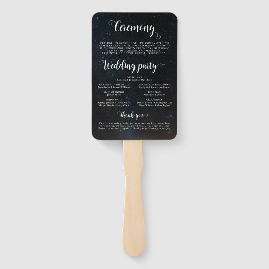 Éventail Ciel nocturne mariage sous les étoiles (Dos)