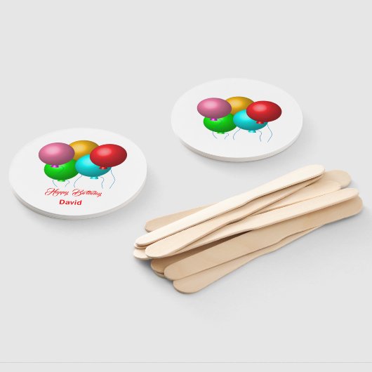 Éventail Cinq ballons d'anniversaire Personnalisé Joyeux an (Non-assemblé)