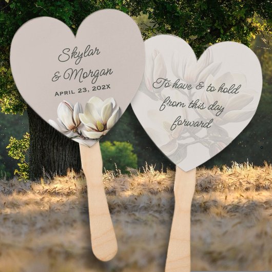 Éventail Citation de mariage Fleurs de magnolia Invité