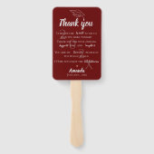 Éventail Citation photo mignonne Rouge Merci de graduation  (Dos)