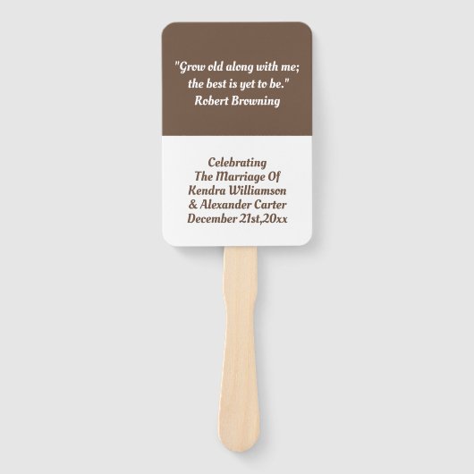 Éventail Citation simple d'amour inspirationnel Mariage Mar (Devant)