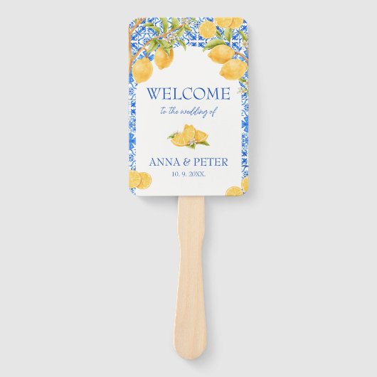 Éventail Citron Carreaux méditerranéens Italie Programme de (Devant)