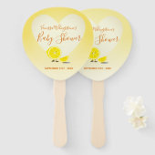 Éventail Citron et citron en tranche Baby shower Coeur Jaun (Devant et derrière)