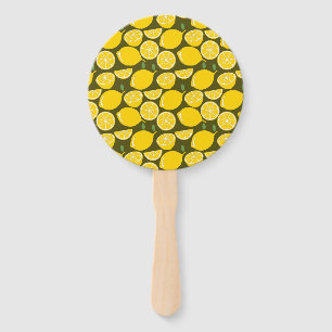 Éventail Citrons jaunes et motif vert olive : Citrus modern