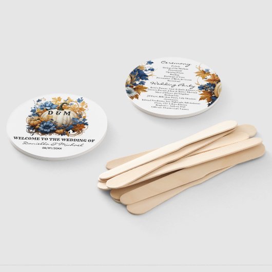 Éventail Citrouille blanc Élégant programme de cérémonie de (Non-assemblé)