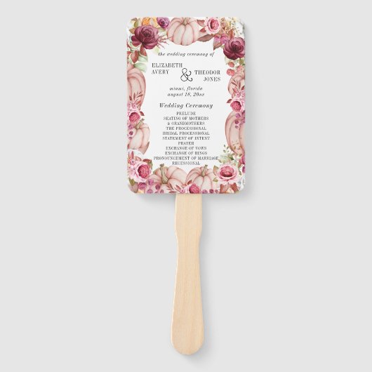 Éventail Citrouille d'automne Pink Burgundy Programme de ma (Devant)