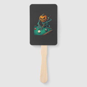 Éventail Citrouille d'Halloween squelette jouant au billard