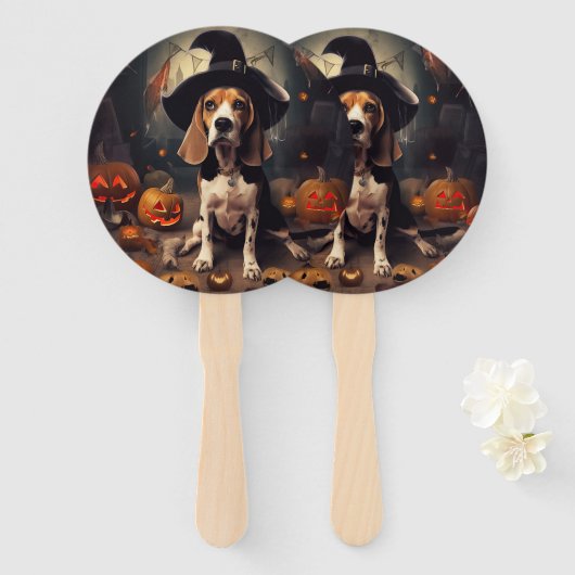 Éventail Citrouilles Beagle Halloween Épouvantables (Devant et derrière)