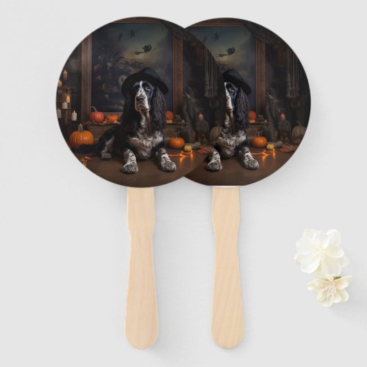 Éventail Citrouilles Épouvantables Cocker Spaniel Anglais H (Devant et derrière)