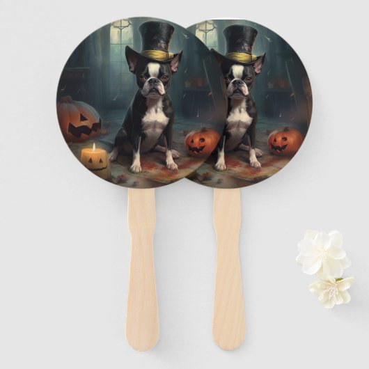 Éventail Citrouilles Épouvantables d'Halloween de Terrier d (Devant et derrière)