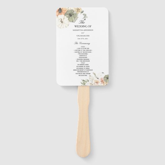 Éventail Citrouilles et fleurs d'aquarelle modernes (Devant)