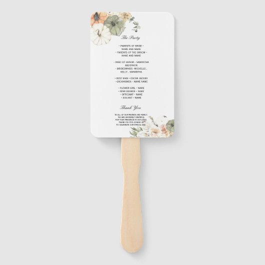 Éventail Citrouilles et fleurs d'aquarelle modernes (Dos)