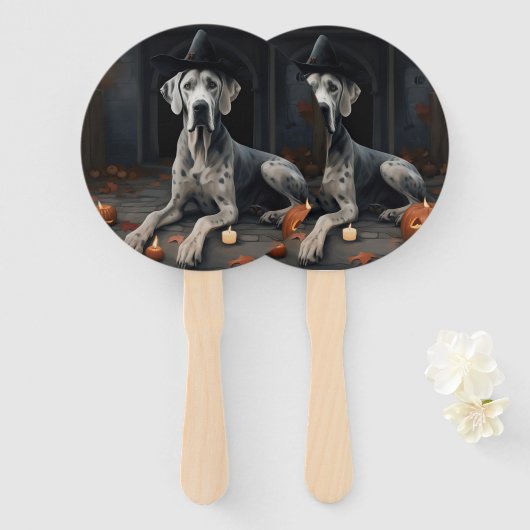Éventail Citrouilles Great Dane Halloween Épouvantable Flip (Devant et derrière)
