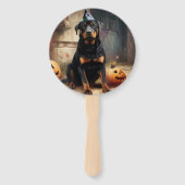 Éventail Citrouilles Rottweiler Halloween Épouvantable (Devant)