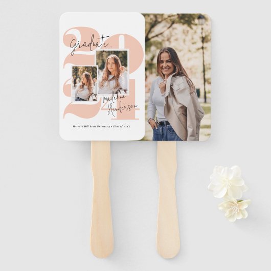 Éventail Classe Année 3 - Collage de photos Peach Graduatio (Devant et derrière)