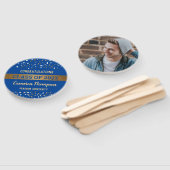 Éventail Classe de 2023 bleu or confetti Photo de fin d'étu (Non-assemblé)