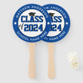 Éventail Classe de 2023 Elegant Blue Graduation Party (Devant et derrière)