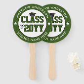 Éventail Classe de 2023 Forest Green Graduation Party (Devant et derrière)