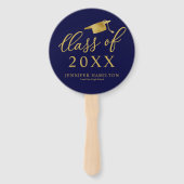 Éventail Classe De 2024 Simple Elegant Gold Blue Graduation (Dos)