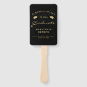 Éventail Classe de 2025 Photo Black Gold Graduation (Devant)