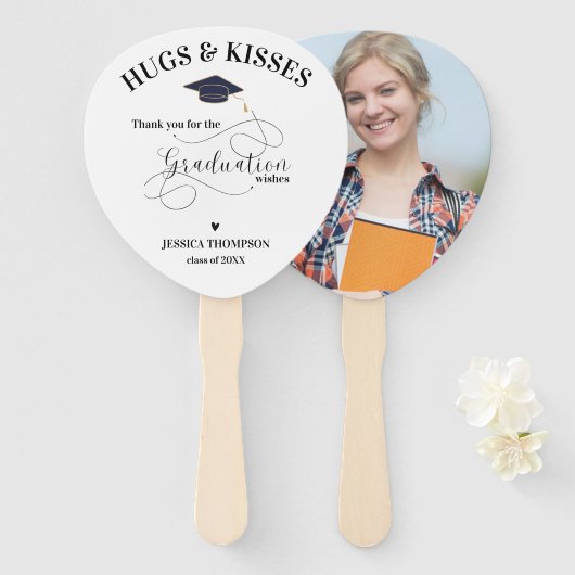 Éventail Classe photo blanc mignon Merci de graduation (Devant et derrière)