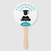 Éventail Classe Reunion Pastel Bleu Blanc Nom personnalisé (Devant)