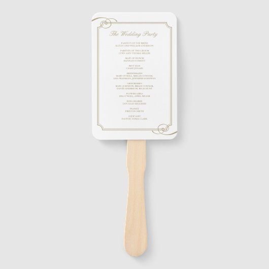 Éventail Classic Gold Frame Luxury Wedding Programme (Devant)