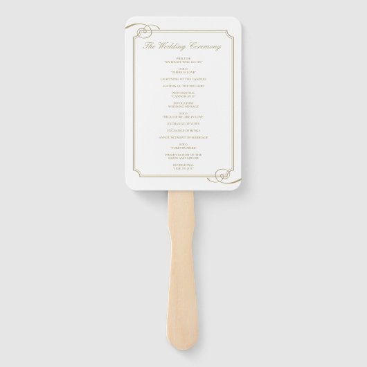 Éventail Classic Gold Frame Luxury Wedding Programme (Dos)