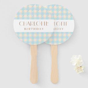 Éventail Classic Pastel bleu clair en vichy plaid coché