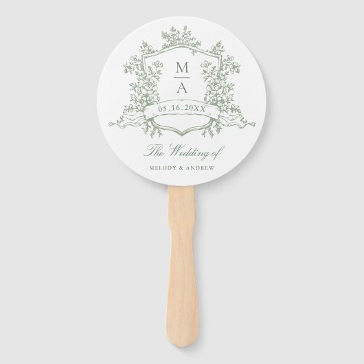 Éventail Classic Sage Green Crest Wedding Ceremony Timeline (Devant)