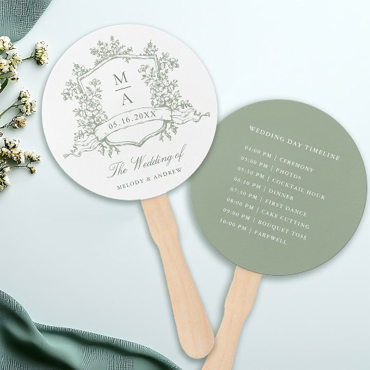 Éventail Classic Sage Green Crest Wedding Ceremony Timeline