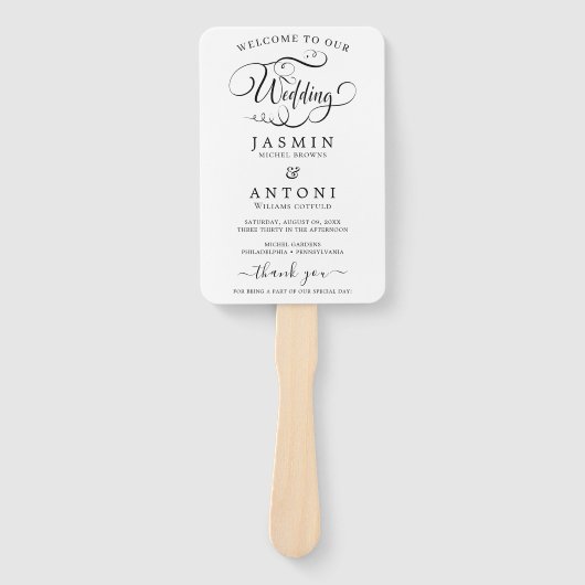 Éventail Classic Script Wedding Program and Timeline (Devant)