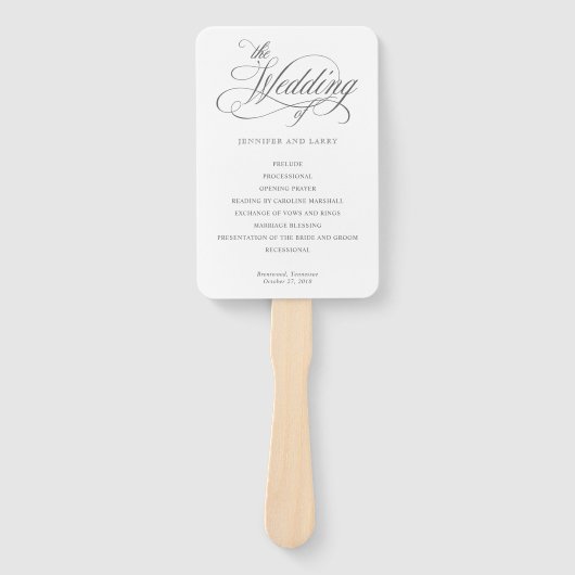 Éventail Classique Élégant Script Flore Mariage Ventilateur (Devant)