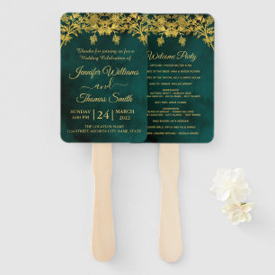 Éventail Classy Dark Green et Golden Wedding Programme