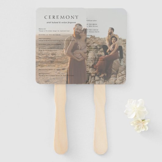 Éventail Clean Photo Programme de mariage moderne (Devant et derrière)