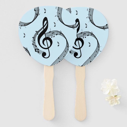 Éventail Climacic G Clef Music Blue (Devant et derrière)