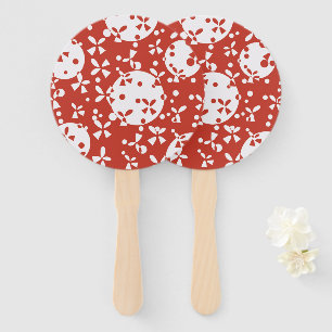 Éventail Cloche de Noël rouge et blanc motif de vacances