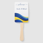 Éventail Cobalt Blue & Lemon Yellow Wedding Fan Program (Devant)