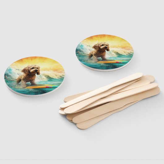 Éventail Cockapoo Beach Surf Paining (Non-assemblé)