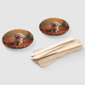 Éventail Cockapou dans les feuilles d'automne automne autom (Non-assemblé)