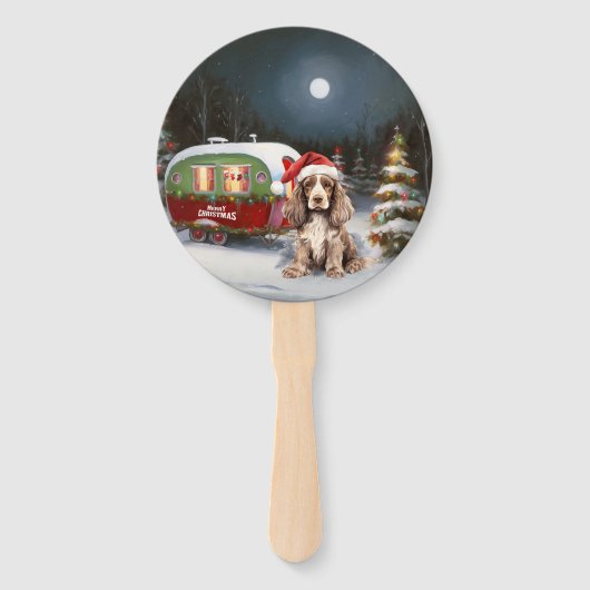 Éventail Cocker d'hiver Spaniel Caravan Christmas Adventure (Devant)
