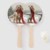 Éventail Cocker Spaniel dans la neige à Noël (Devant et derrière)