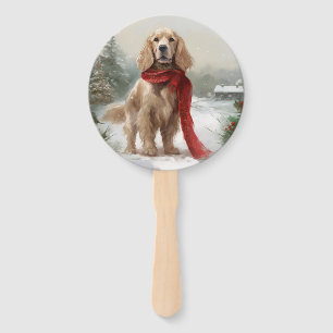 Éventail Cocker Spaniel dans la neige à Noël