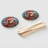 Éventail Cocker Spaniel Vitrail de Noël (Non-assemblé)